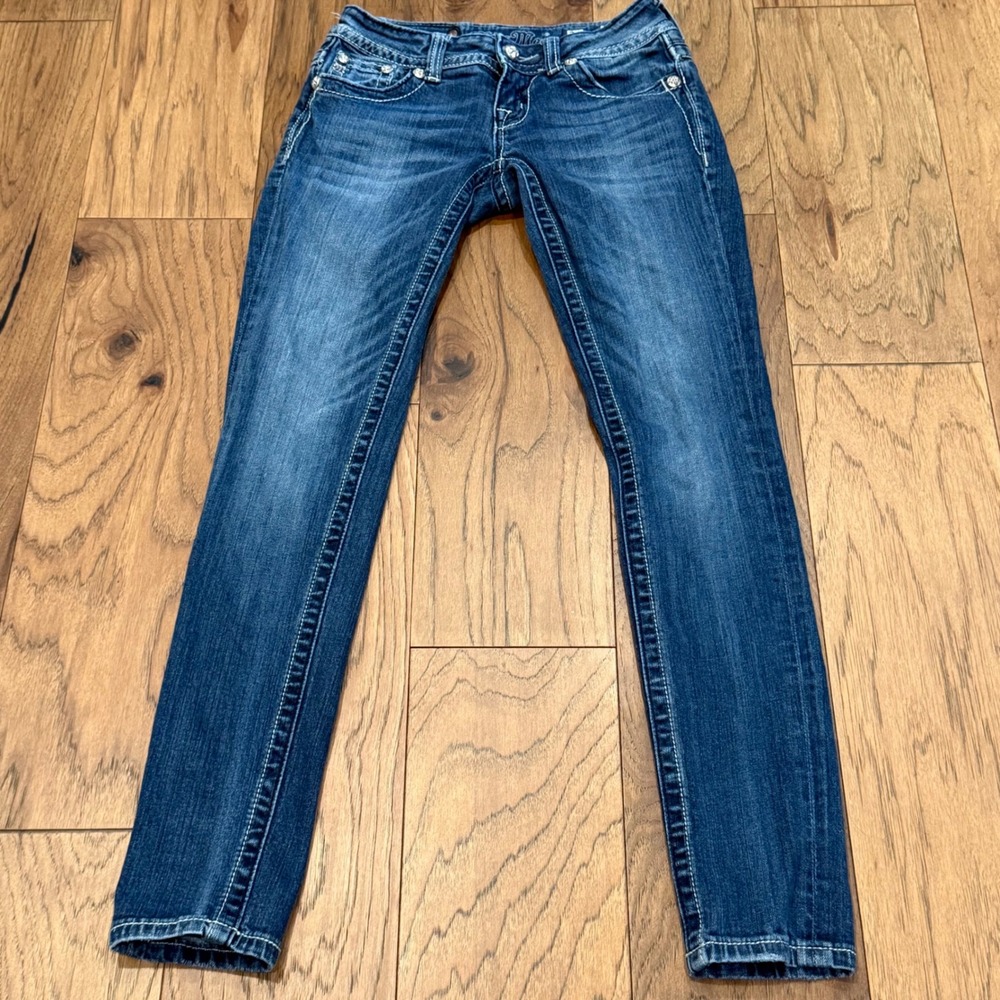 Miss Me Skinny Jeans Womens 26 Dark Wash Sequin Flap Pocket JP5619S Y2K Denim